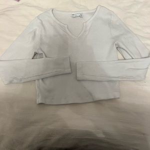 white notch neck long sleeve